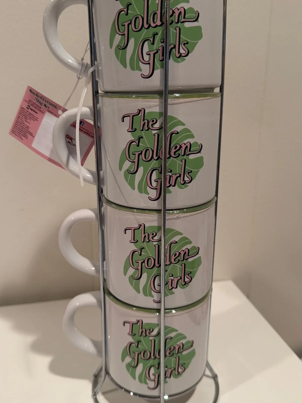 Stacked Ceramic Mug Set with GOLDEN GIRLS Floral Portraits